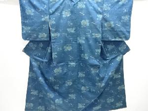 花に絣柄織り出し手織り紬着物